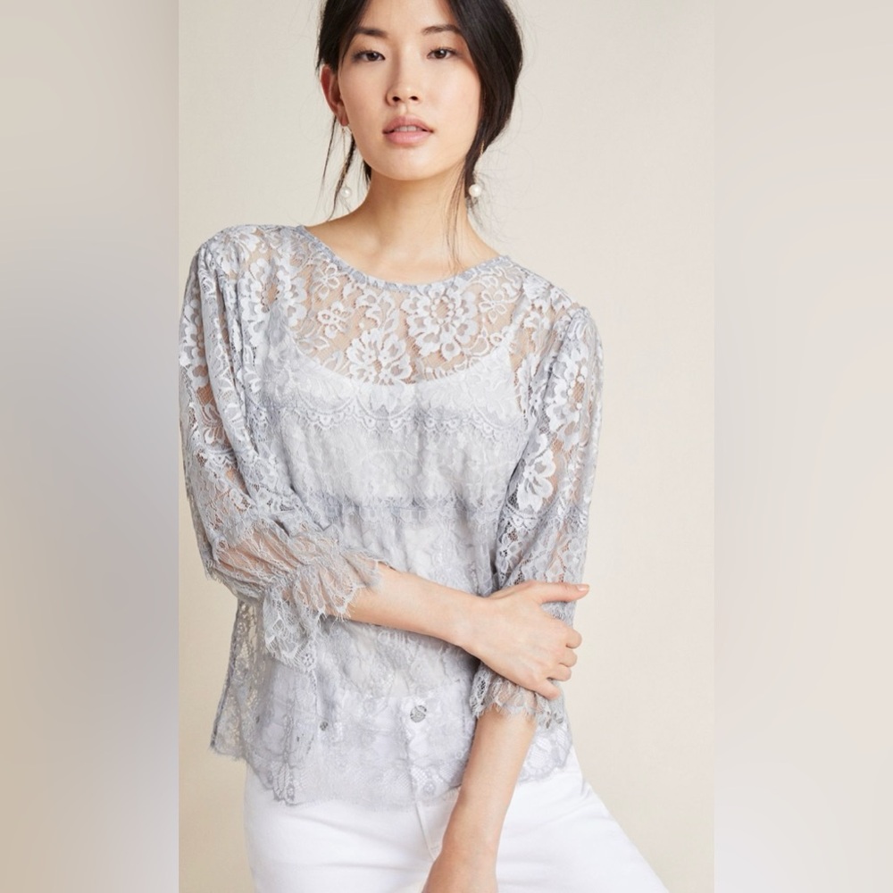 Elegant Lace Women's Top in Gray